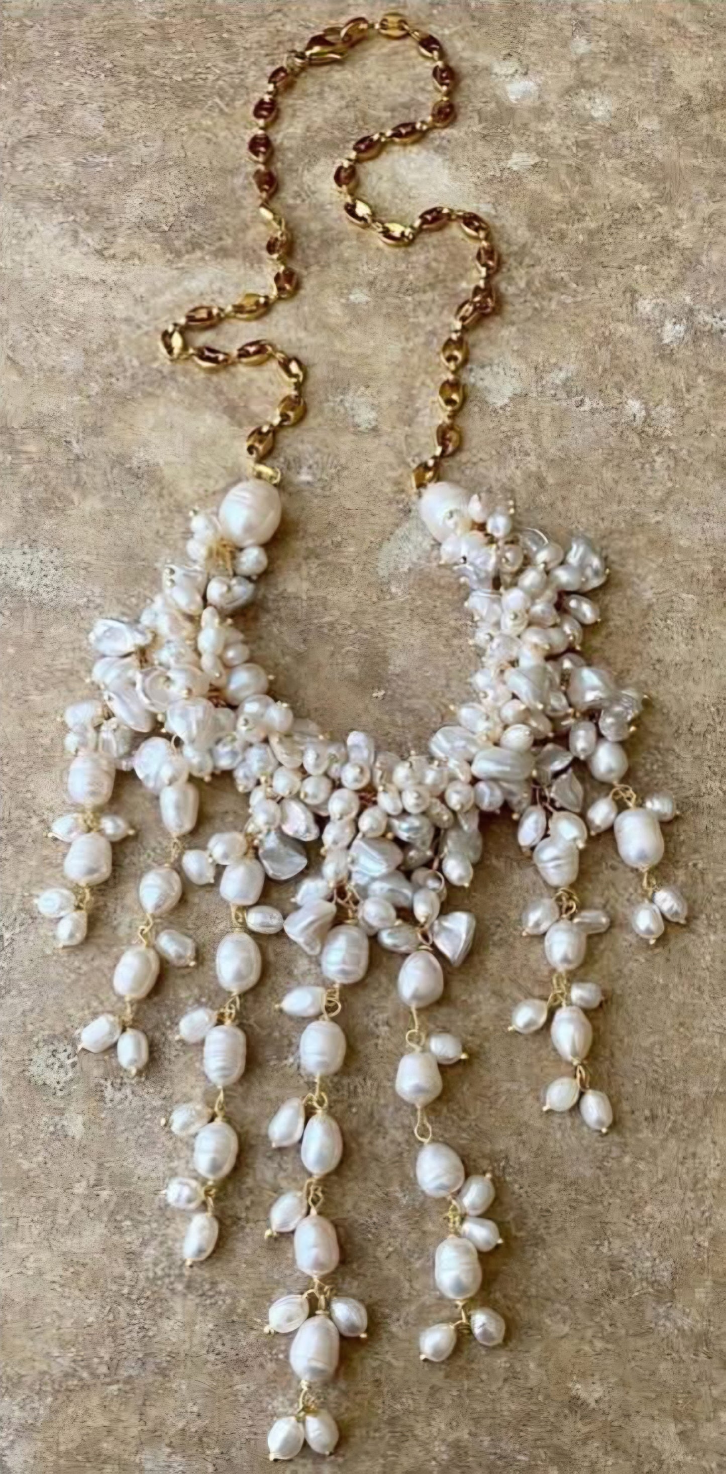 The Eternal Muse: Hand-Strung Pearl Waterfall Necklace for Brides