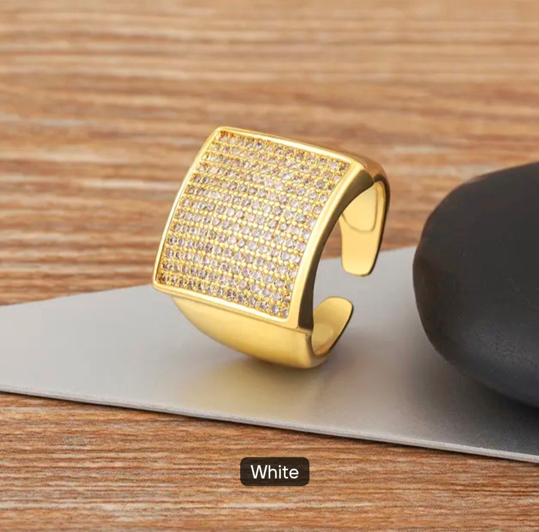 Chunky Gold Square CZ Fashion Ring