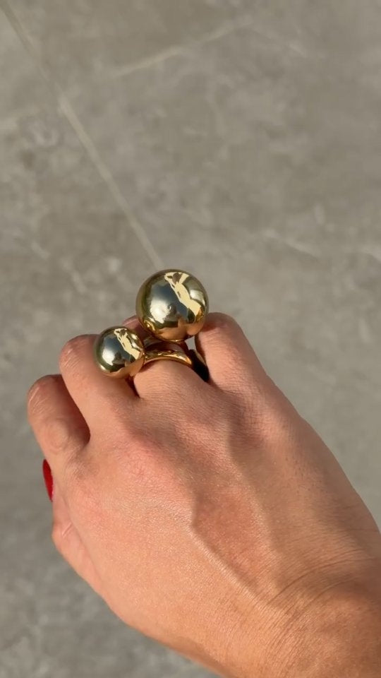 Chunky High-Shine  Ball Dual Rings in Gold