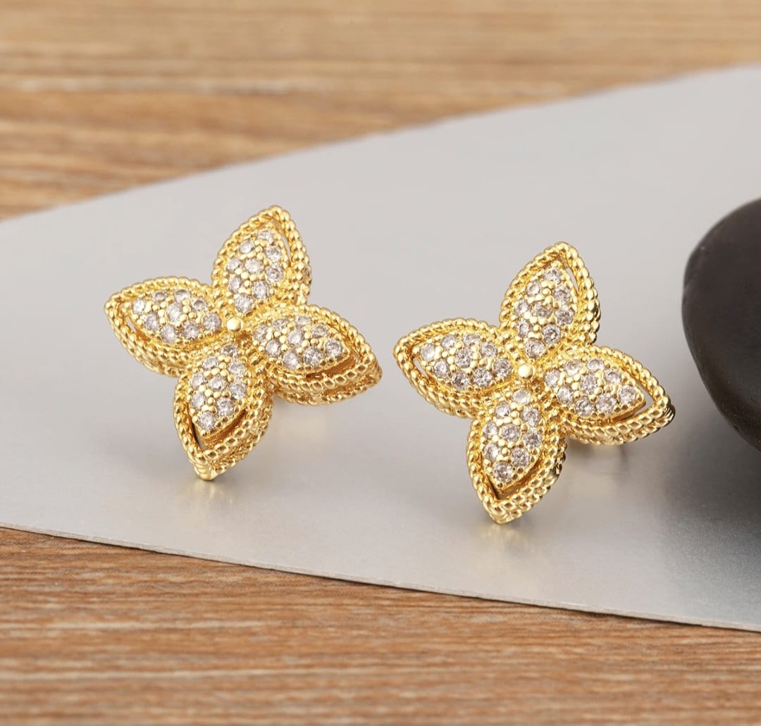 Luxury Women Brass  earrings gold plated
