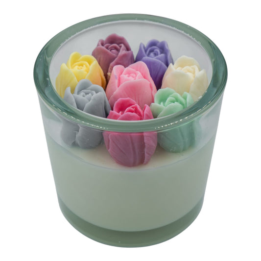 Colorful Spring Handcrafted Tulip Candle – 100% Natural Soy Wax