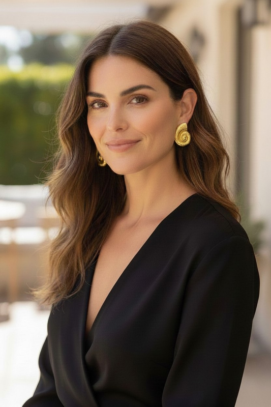 Golden Nautilus Shell Statement Earrings