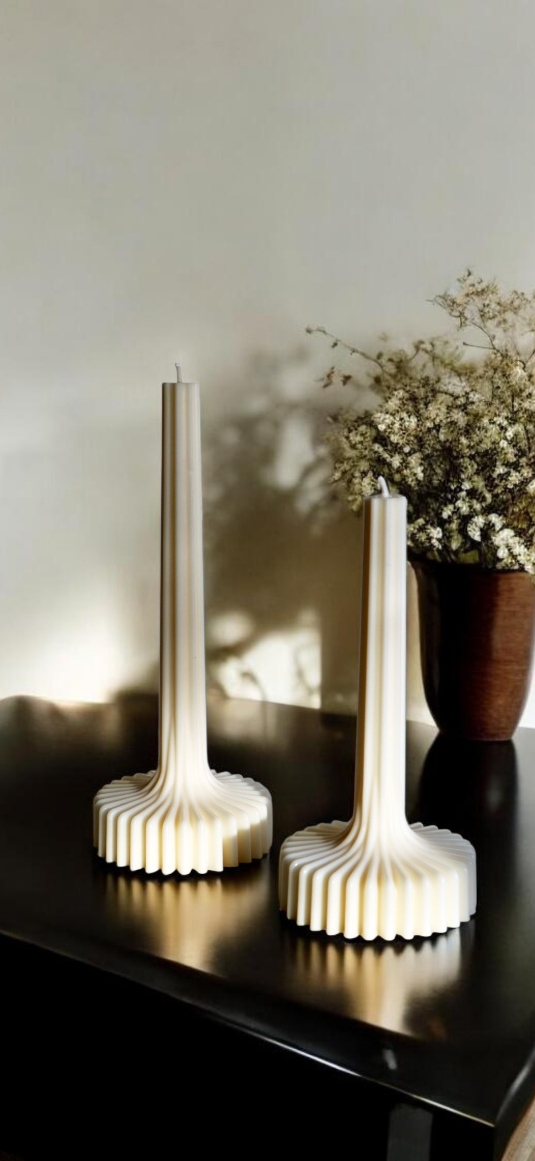Set of 2 - Ribbed Pillar 100% soy wax