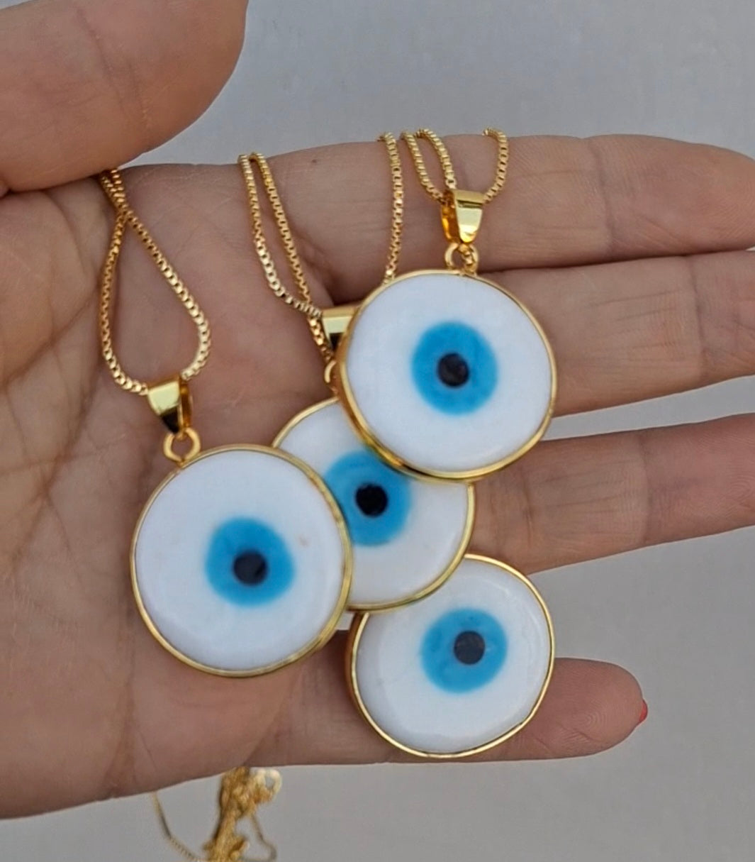 Gold-Plated Evil Eye Protection Pendant – Choose Your Color