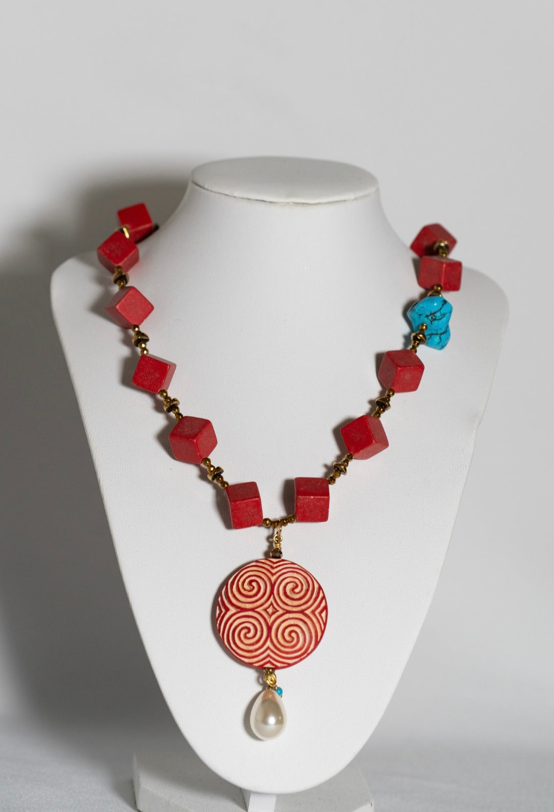 Matte Red Jasper Necklace – Stone-Washed Natural Gemstone Pendant