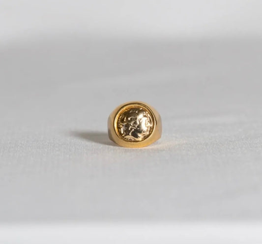 Alexander Gold plated  Coin Chevalier Ring (Μικρό Σεβαλιέ)