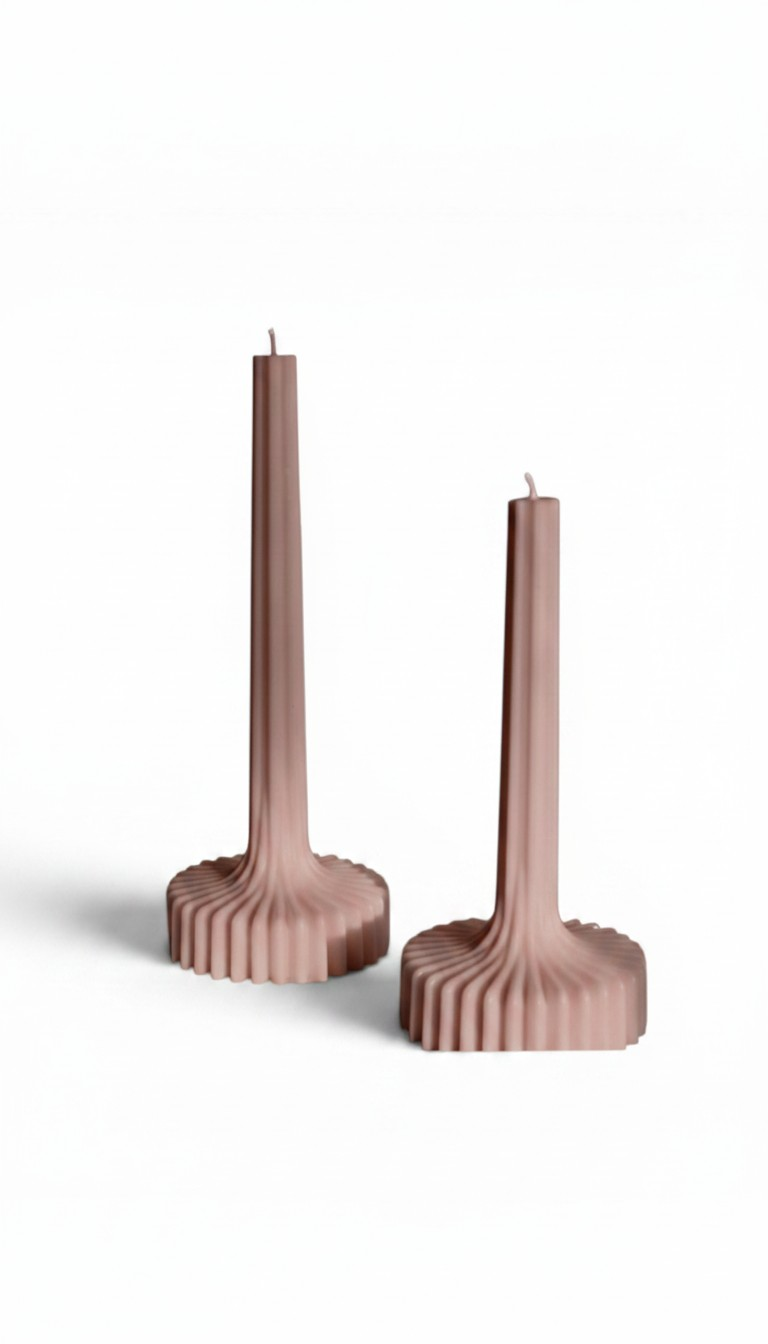 Set of 2 - Ribbed Pillar 100% soy wax