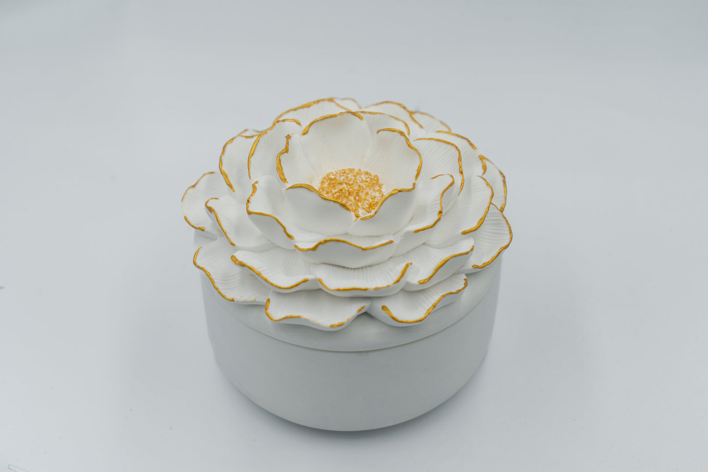 "Peony Blossom" Refillable Jewelry Box- Hand-Painted & 100% Soy reffil candle