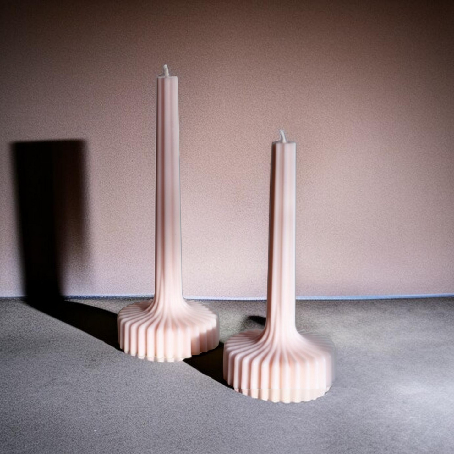 Set of 2 - Ribbed Pillar 100% soy wax