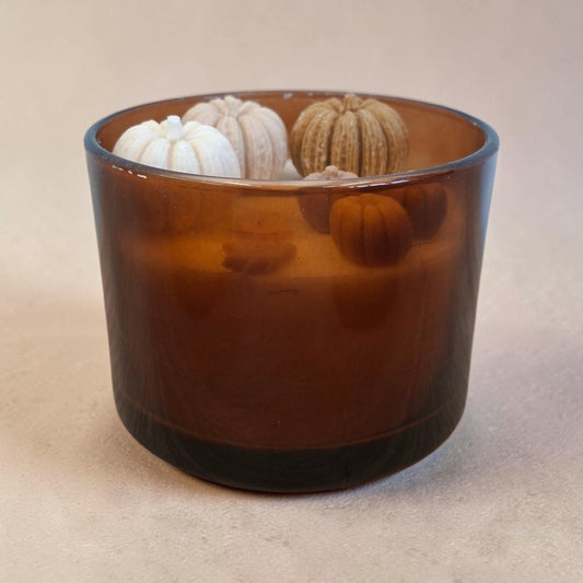 Autumn Scented Decorative Bowl with Candle (earthy tones) 10.5x7.5cm