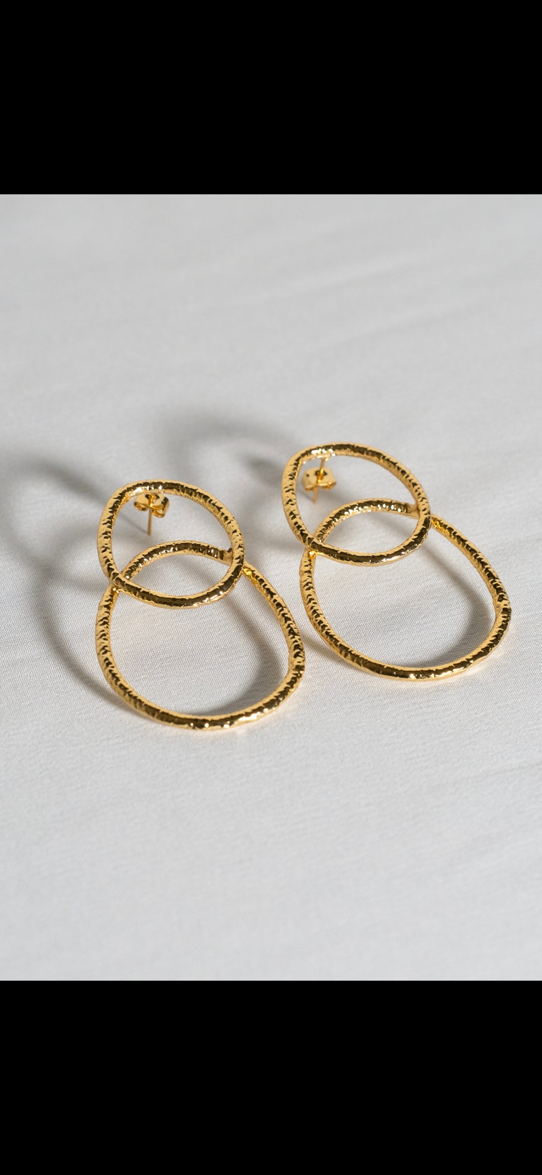 Hammered Double Loop Drop Earrings