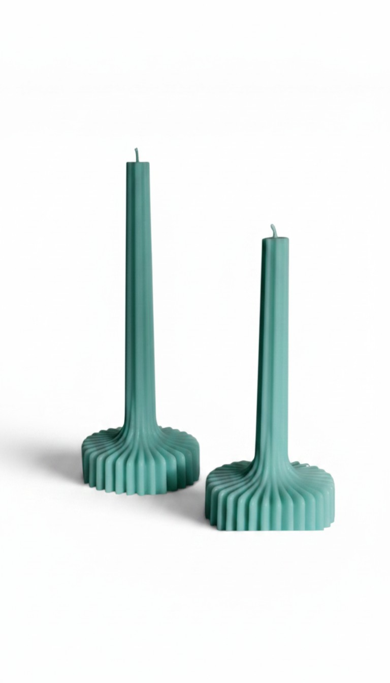Set of 2 - Ribbed Pillar 100% soy wax
