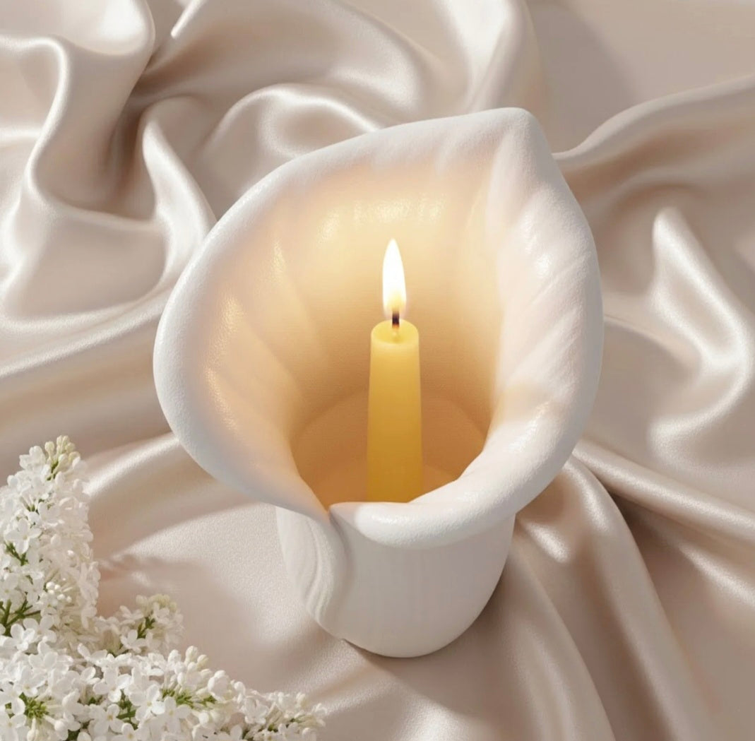 Ethereal Calla Lily Taper Candle Holder – Floral Home Decor
