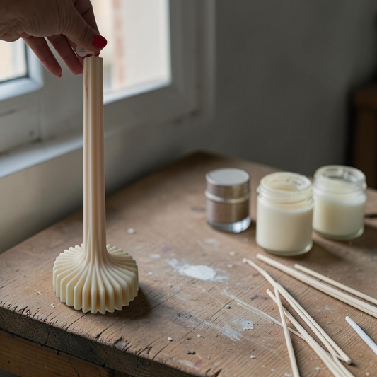 Set of 2 - Ribbed Pillar 100% soy wax