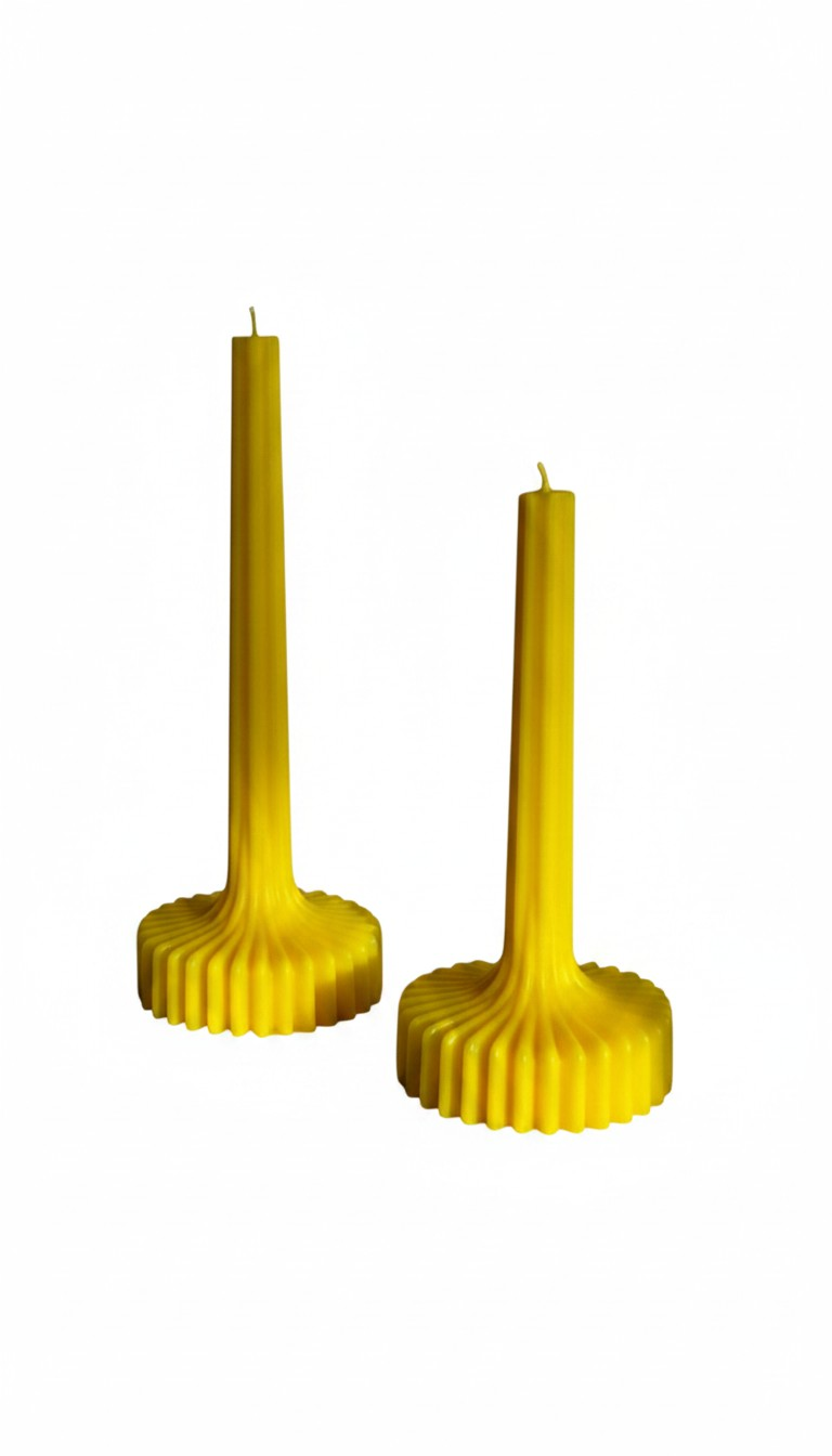 Set of 2 - Ribbed Pillar 100% soy wax
