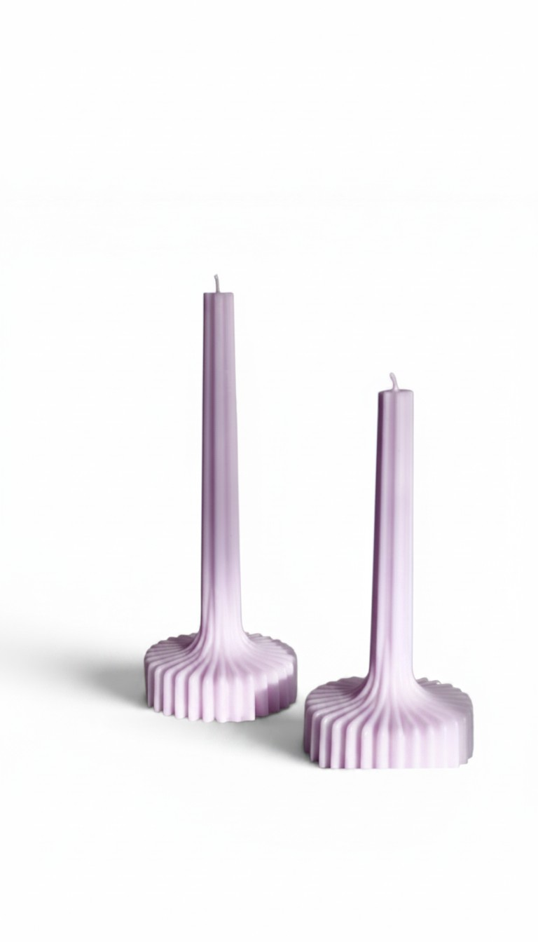 Set of 2 - Ribbed Pillar 100% soy wax