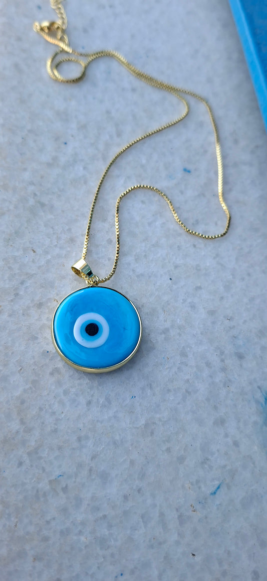 Gold-Plated Evil Eye Protection Pendant – Choose Your Color