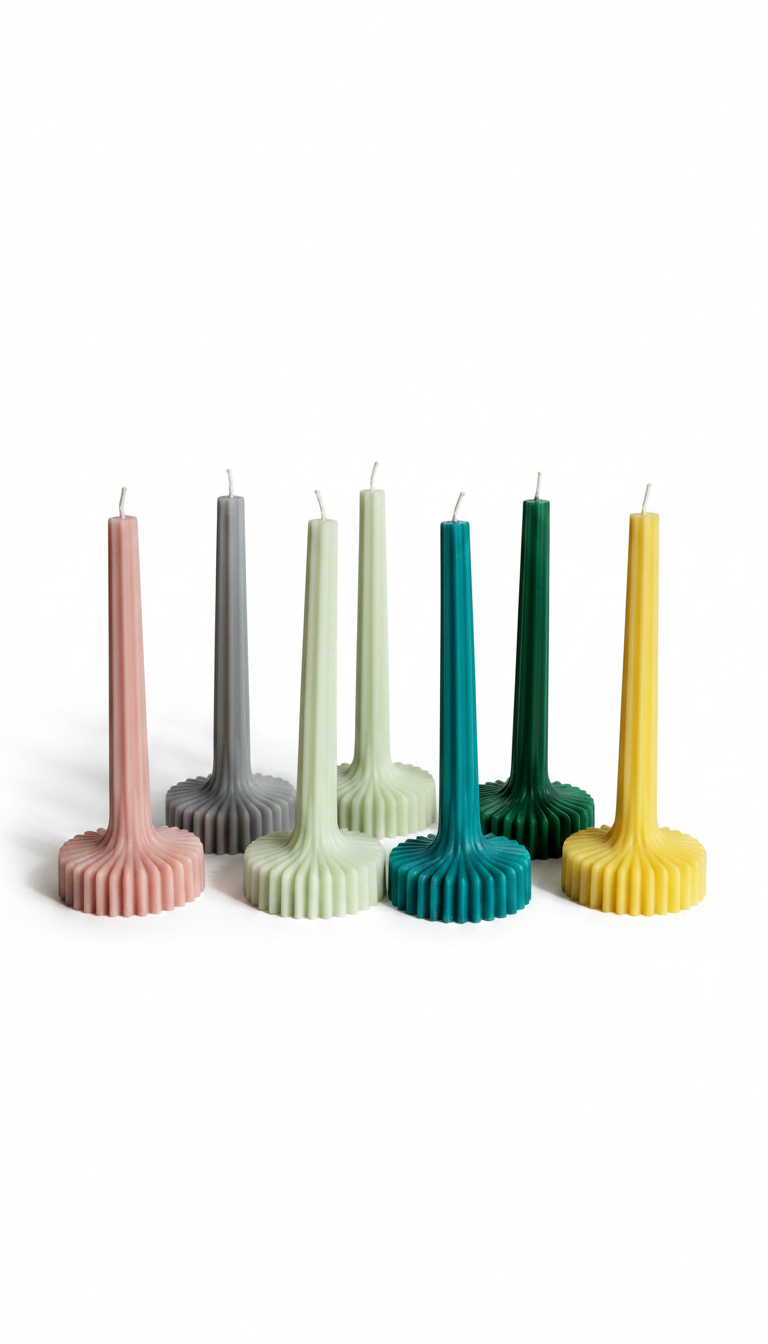 Set of 2 - Ribbed Pillar 100% soy wax