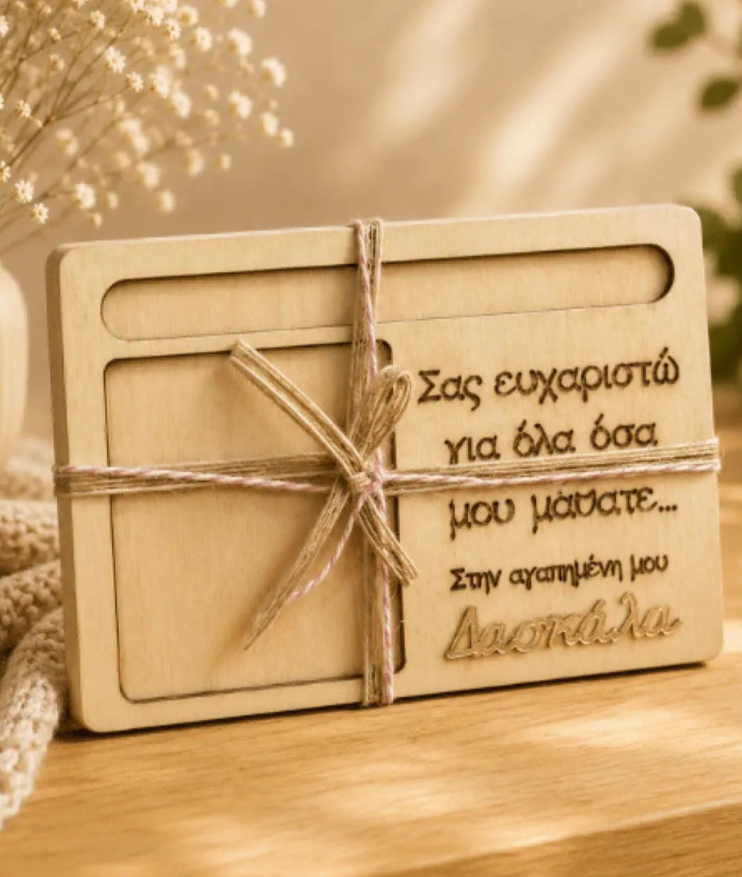 ΕΠΙΤΡΑΠΕΖΙO ΞΥΛΙΝΟ ΓΙΑ ΘΕΣΗ ΣΤΥΛΟ ΚΑΙ ΠΟΣΤ ΜΕ 3D ΔΑΣΚΑΛΑ 17,5X11CM