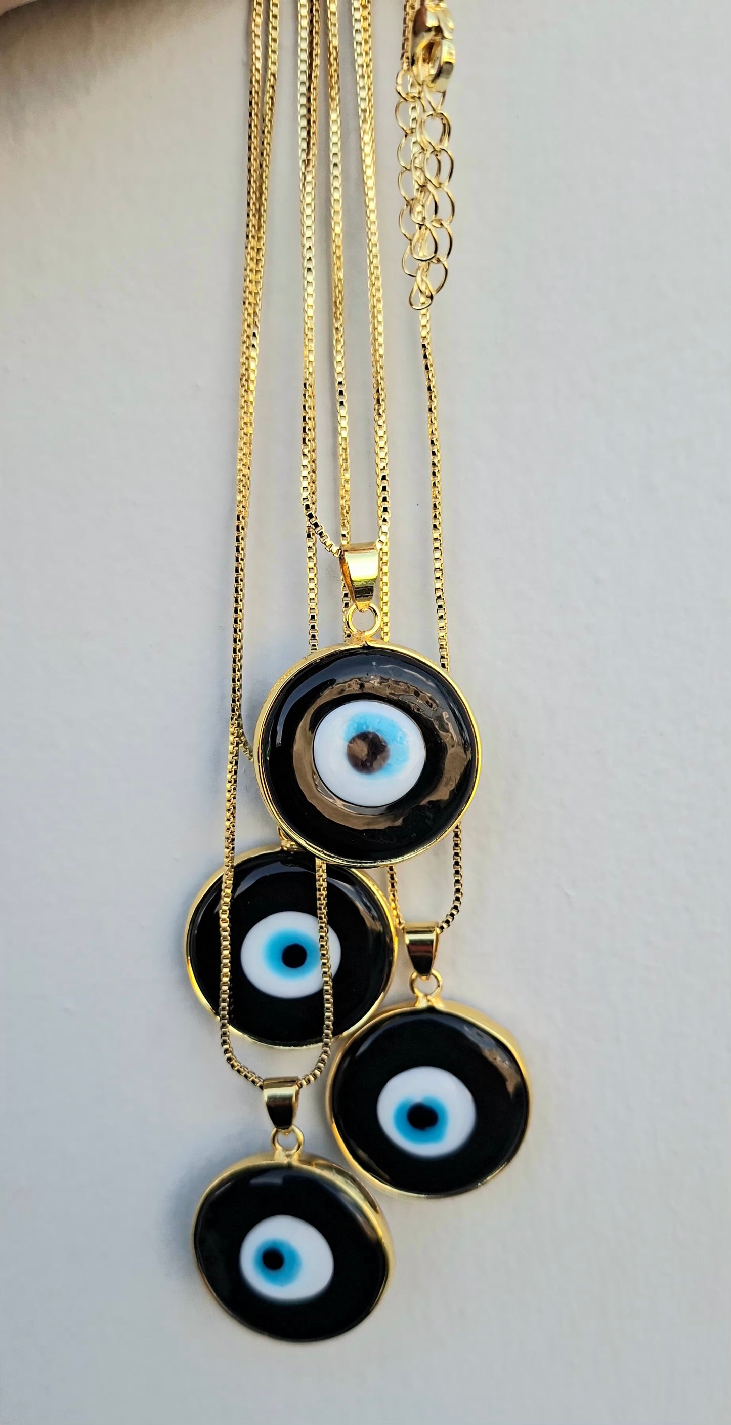 Gold-Plated Evil Eye Protection Pendant – Choose Your Color