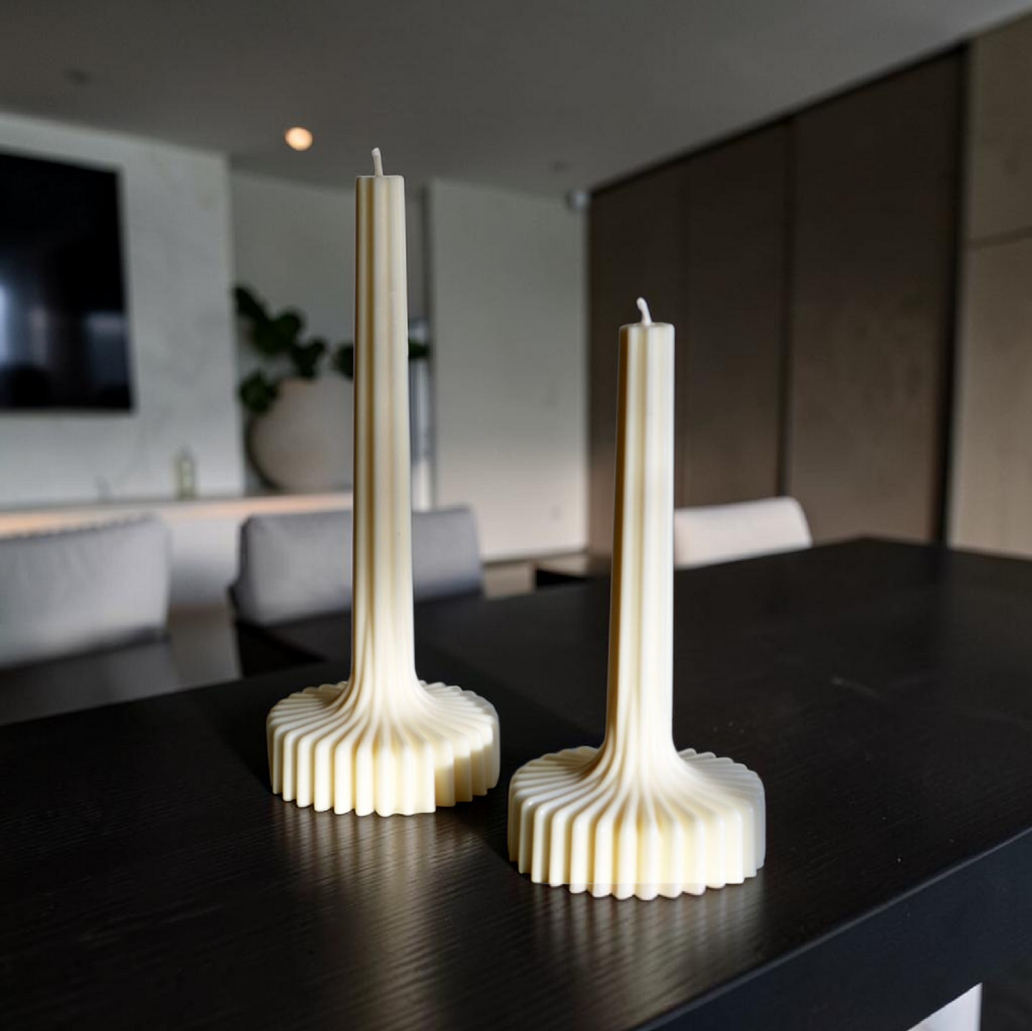 Set of 2 - Ribbed Pillar 100% soy wax