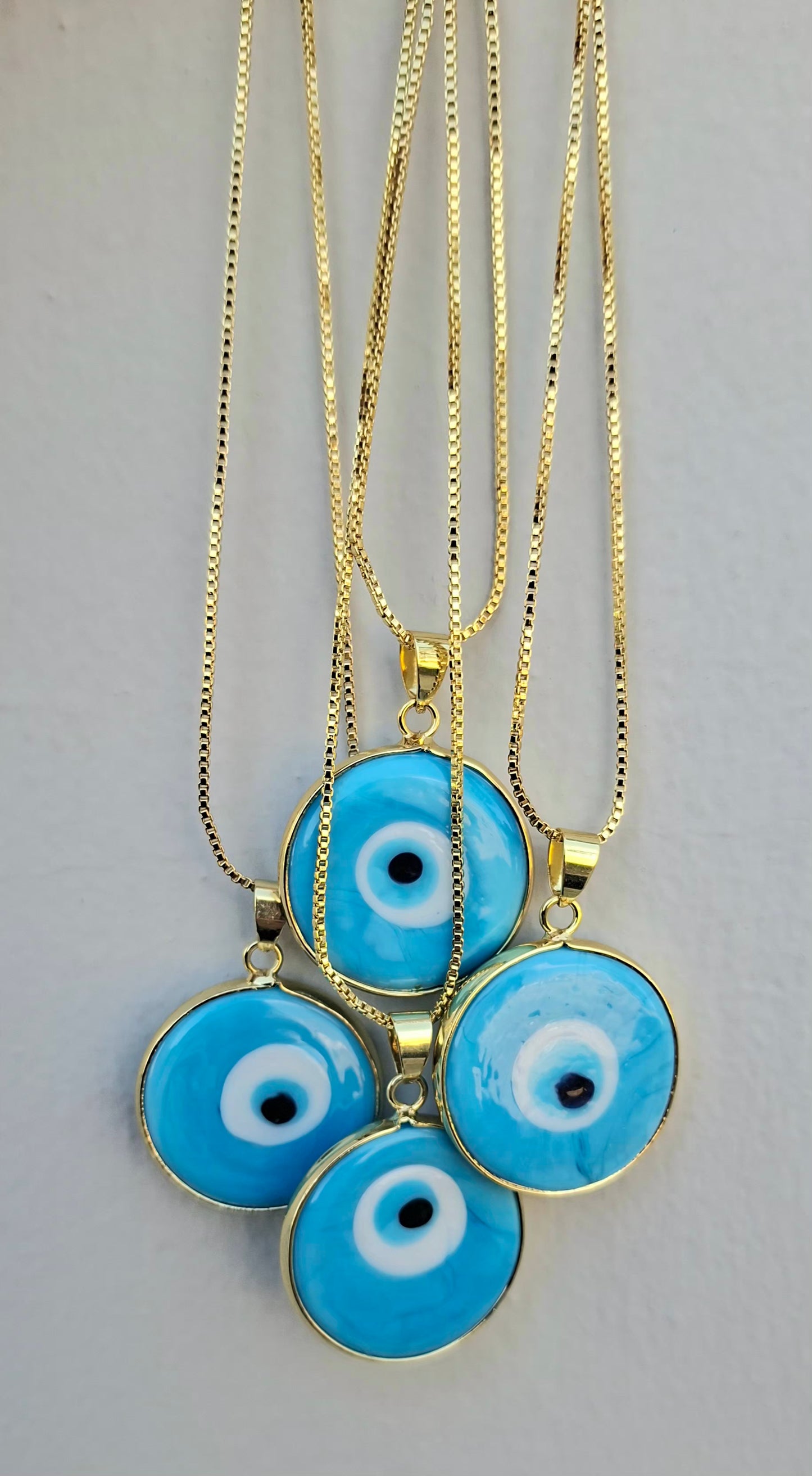 Gold-Plated Evil Eye Protection Pendant – Choose Your Color