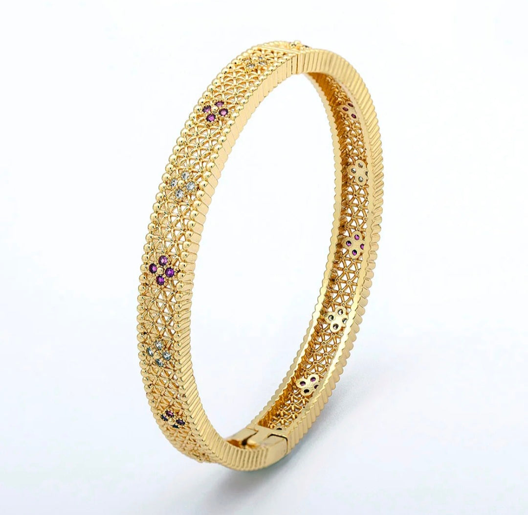 Vintage-Inspired Floral Filigree Bangle