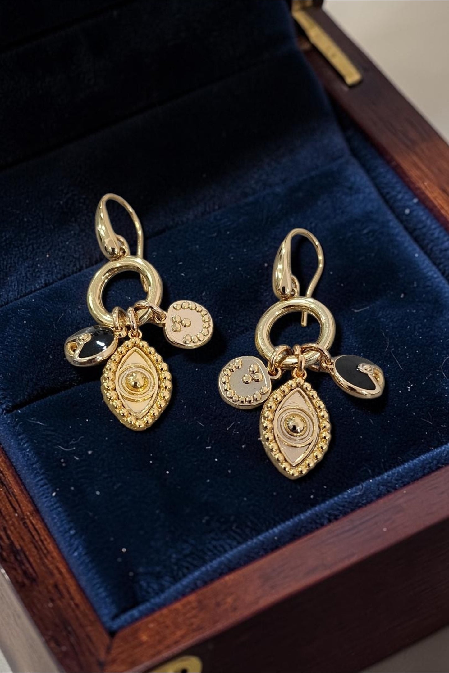 Mystique Aura Evil Eye Charm Earrings - 18k Gold Plated Dangles