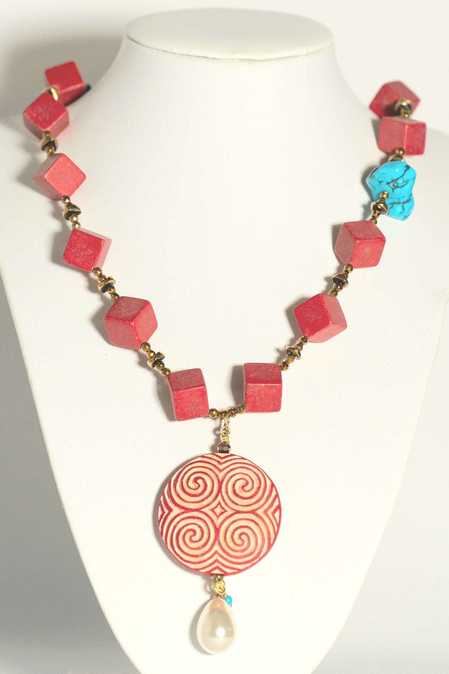 Matte Red Jasper Necklace – Stone-Washed Natural Gemstone Pendant