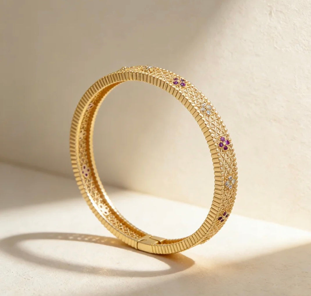 Vintage-Inspired Floral Filigree Bangle