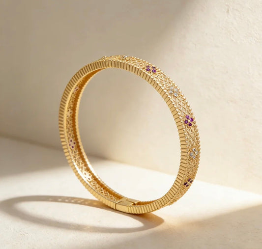 Vintage-Inspired Floral Filigree Bangle