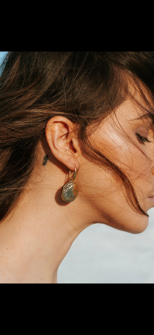 Alexander the Great Coin Earrings – Ancient Greek Inspired Gold Drops