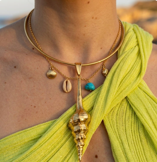 Luxury 24K Gold Plated Seashell Pendant Necklace