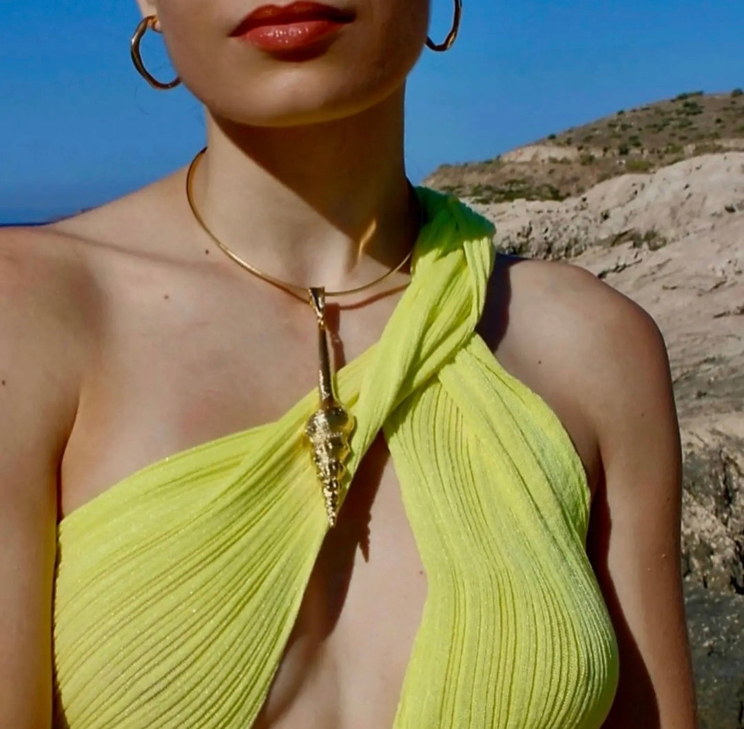 Luxury 24K Gold Plated Seashell Pendant Necklace