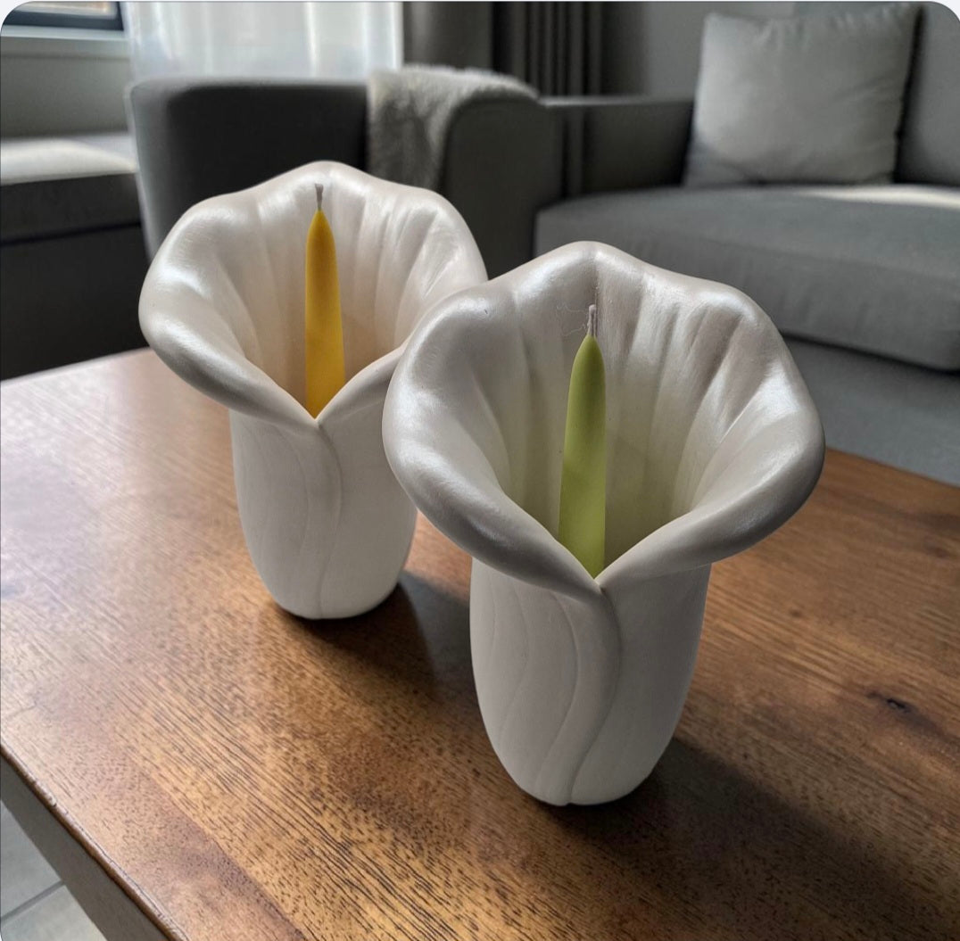 Ethereal Calla Lily Taper Candle Holder – Floral Home Decor