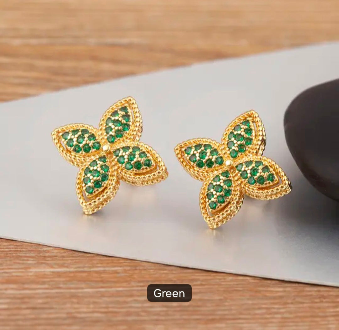 Luxury Women Brass  earrings gold plated