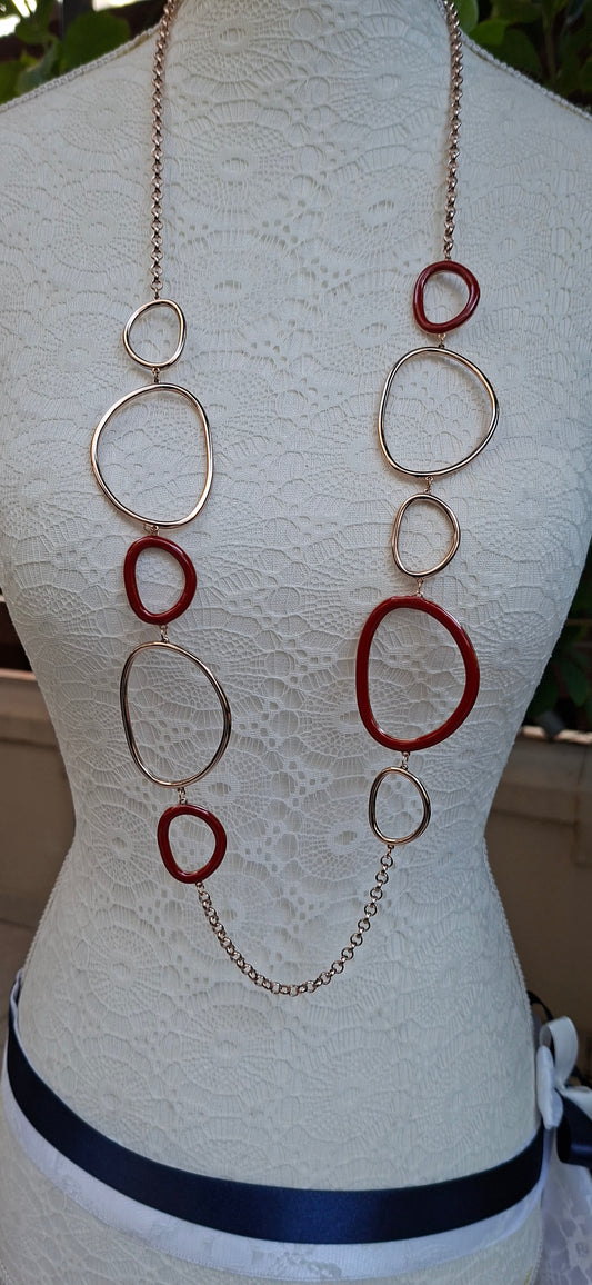 Modern Abstract Enamel & Rose Gold-Tone Long Necklace