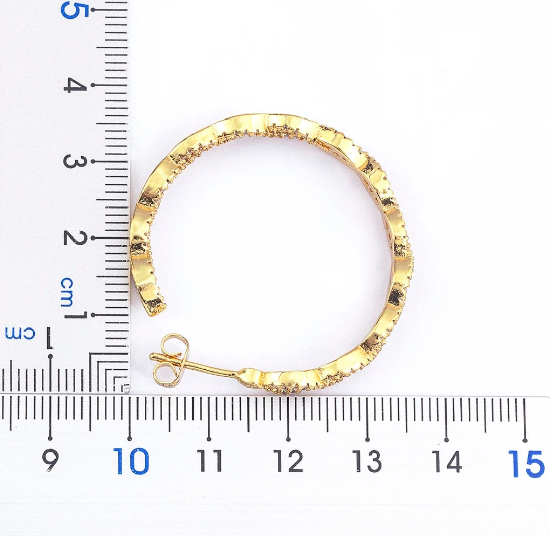 18K Gold Plated Infinity Hoop Earrings with Multicolor Zirconia