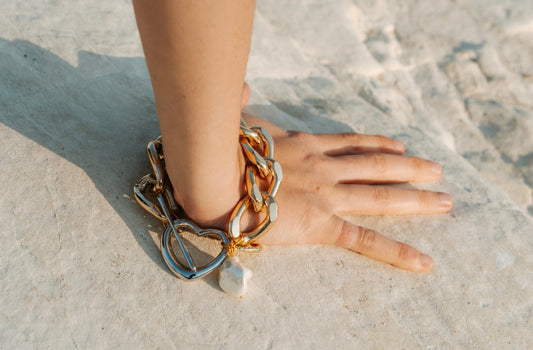 Chunky Heart Toggle Bracelet with Charms