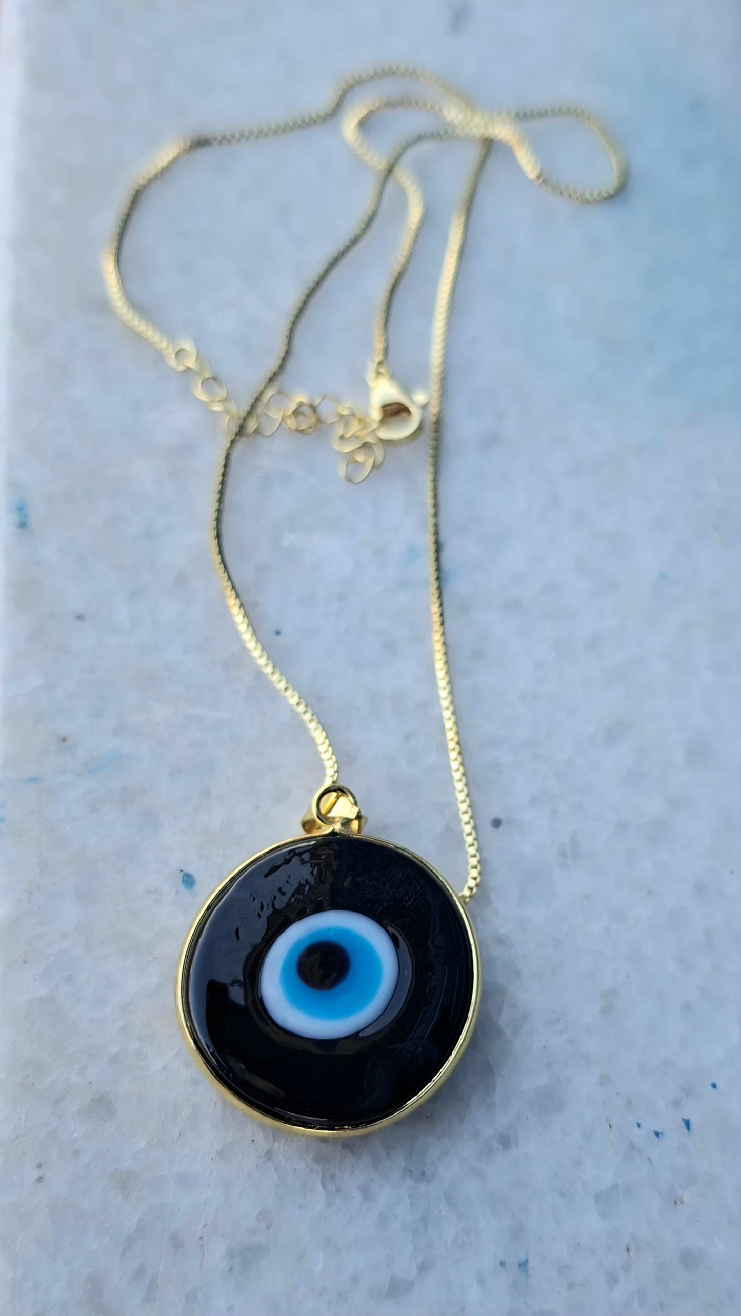 Gold-Plated Evil Eye Protection Pendant – Choose Your Color