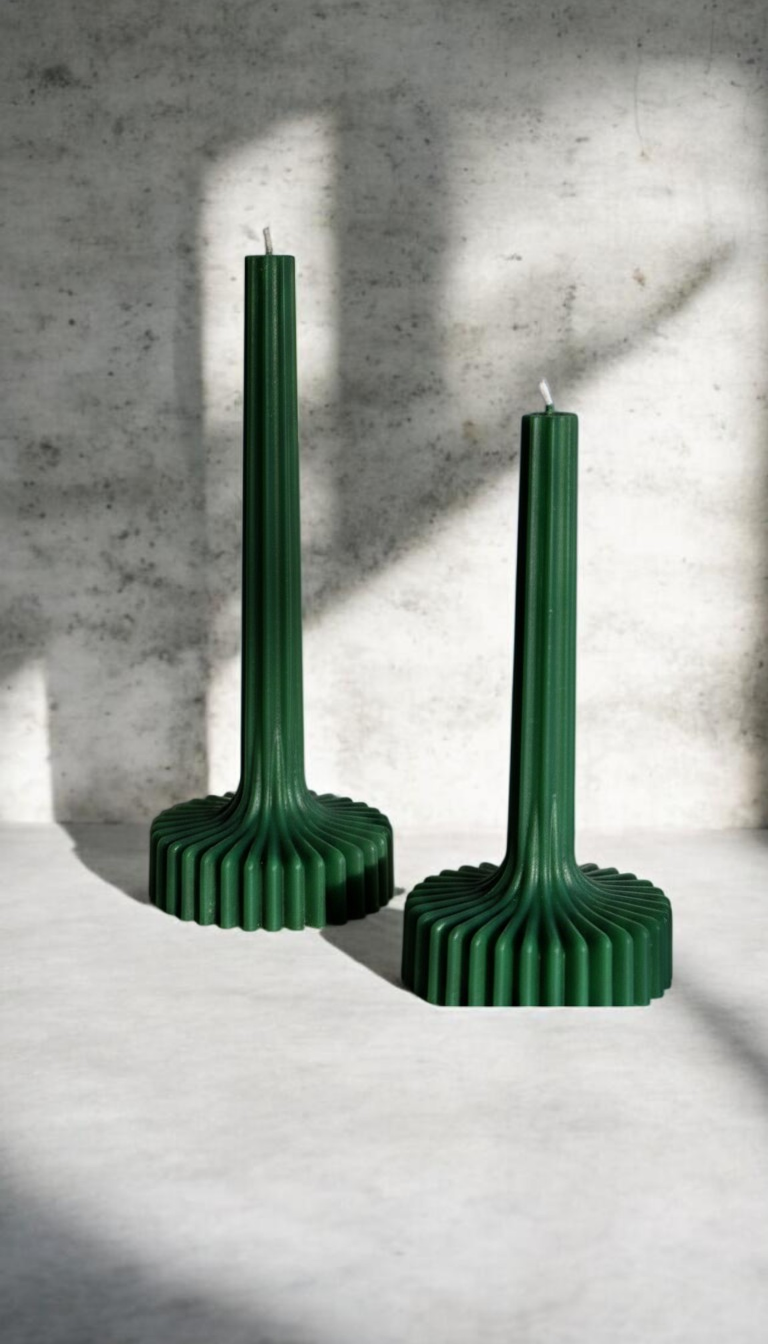 Set of 2 - Ribbed Pillar 100% soy wax