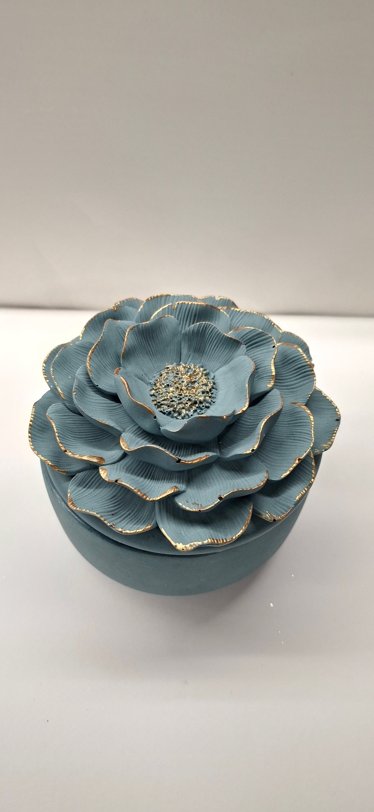 "Peony Blossom" Refillable Jewelry Box- Hand-Painted & 100% Soy reffil candle