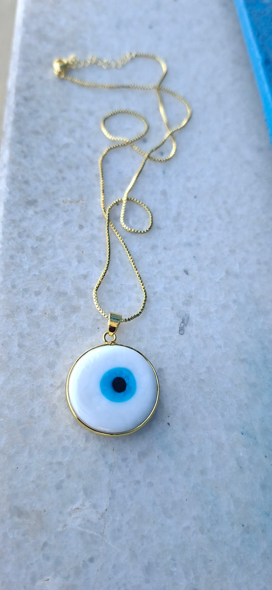 Gold-Plated Evil Eye Protection Pendant – Choose Your Color