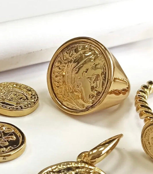 Alexander extraordinary Coin Ring – 24K Gold Plated Ring