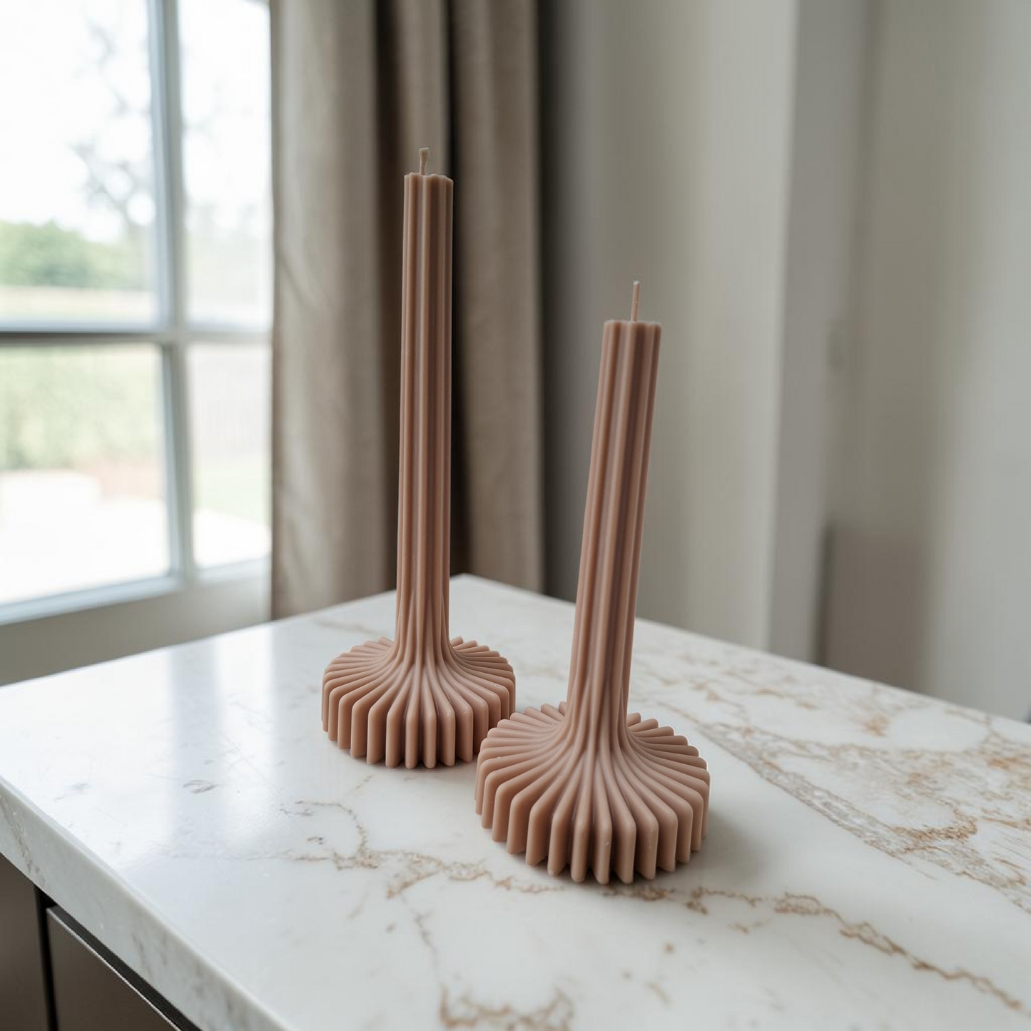 Set of 2 - Ribbed Pillar 100% soy wax